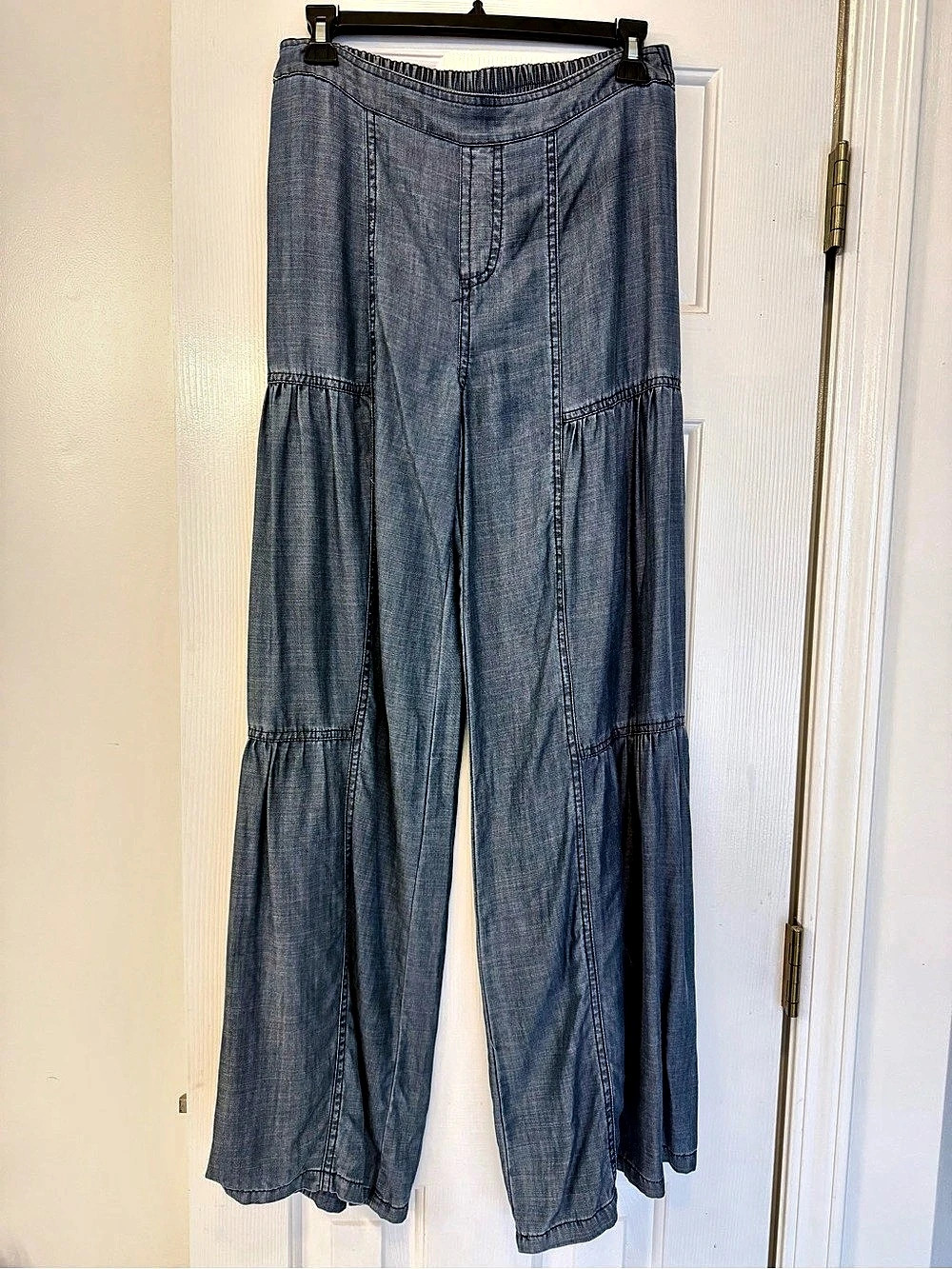 Current Air Wide Leg Denim Tiered Pants